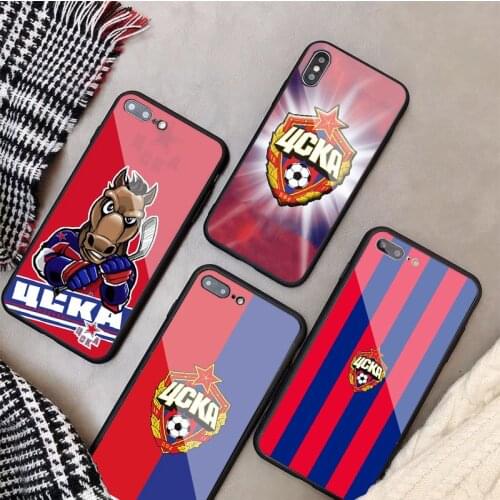 CSKA Moscow Tempered Glass Phone Case For iphone 12 11 Pro Max 5 6 7 8 PLUS X XS XR XSMax Shell