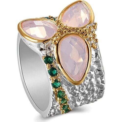 New Trangle Pink zirconia women wedding rings Lead Free Setting with AAA Cubic Zirconia Wedding Party rings Drop Shipping