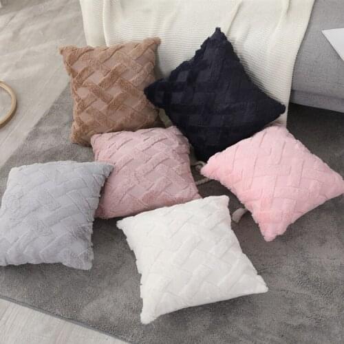 Home Decor Pillowcase Modern Minimalist Bedroom Sofa Decorative Pillows Cover 45x45cm Soft Rabbit Fur Plush Cushion Cover