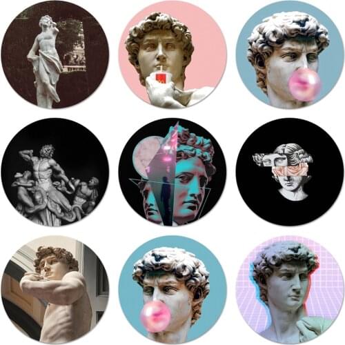 New Arrival Art David Statue Badge Brooch Pin Accessories For Clothes Backpack Decoration gift 58mm