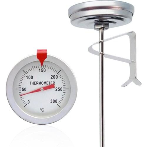 1 X Thermometer Stainless Steel Frying Pan Home Kitchen Oil Thermometers Food Meat Water Thermometer With Bracket Outdoor