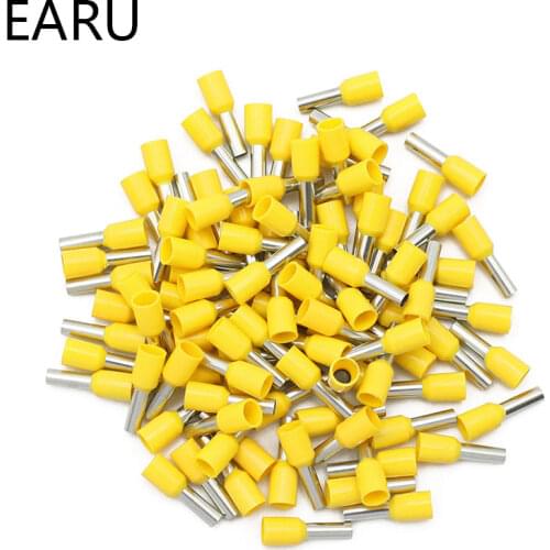 100pcs/Pack E0508 E7508 E1008 E1508 E2508 Insulated Ferrules Terminal Block Cord End Wire Connector Electrical Crimp Terminator