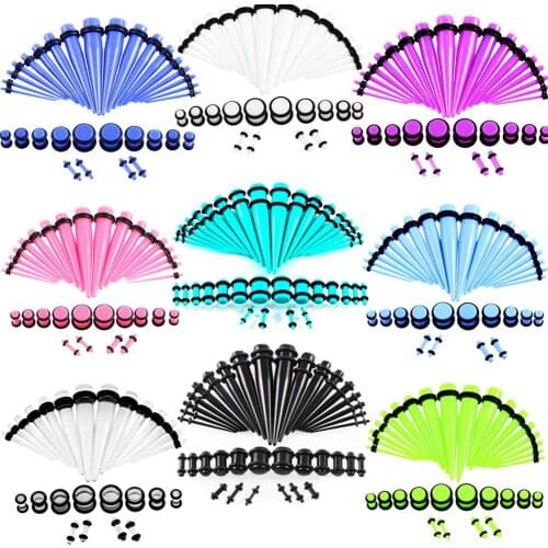36pcs Ear Tunnels Pierces Gauges Mix Size 1.6mm-10mm full sets Wholesale Acrylic Ear Expander Plugs Body Piercing Jewelry