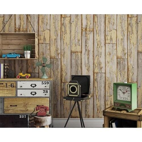 Beibehang Retro 3d wood grain striped tree pattern wallpaper hairdressing clothing shop cafe restaurant background 3d wallpaper