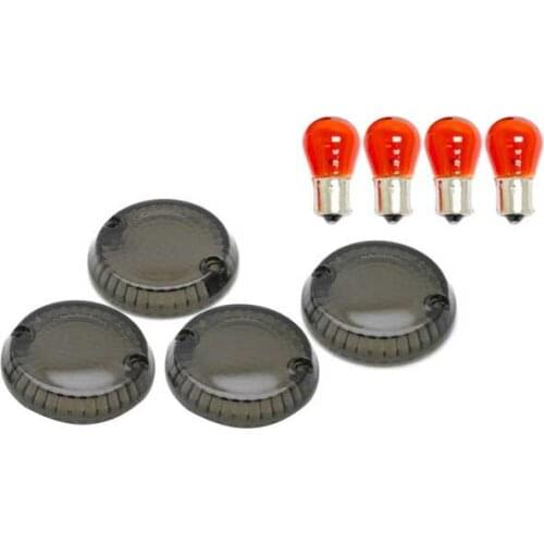 4 PCS Smoke Turn Signal Lens Lenses for Kawasaki W650, Vulcan 1600 Mean Streak, Vulcan 1500 Nomad, Roadliner / XV1900 / Raider