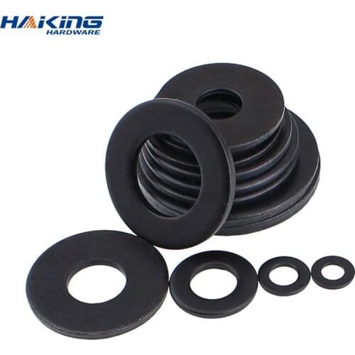 5/50pcs M2 M2.5 M3 M4 M5 M6 M8 M10 M12 M14 M16 M20 M22 M24 GB97 DIN125 Black Grade 8.8 Carbon Steel Flat Washer Plain Gasket Pad