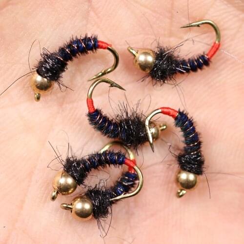 6PCS #10 Brass Bead Head Nymph Flies Trout Fly Fishing Bait Lures