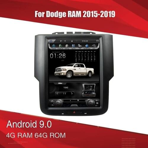 Android 9.0 Tesla Style 10.4" Car multimedia for Dodge RAM GPS System Audio 2014 - Bluetooth Radio WIFI Vertical Stereo IPS