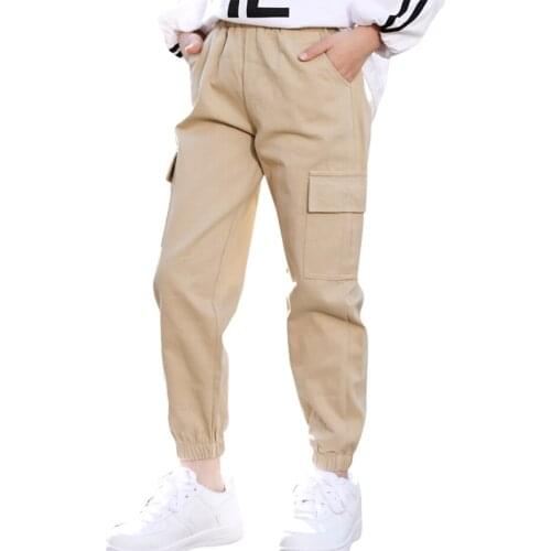 Big Girls Cargo Pants Solid Color Girls Childrens Pants Spring Autumn Childrens Trousers Casual Style Clothes Girl 6 8 10 12