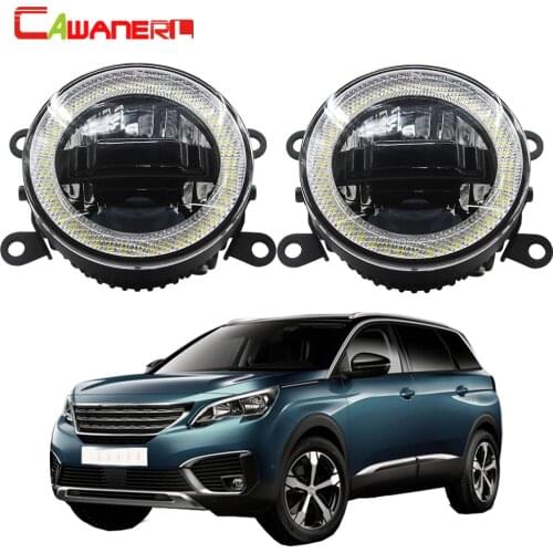 Cawanerl For 2009-2018 Peugeot 5008 Car 3000LM LED Bulb Fog Light DRL Daytime Running Light Angel Eye 12V