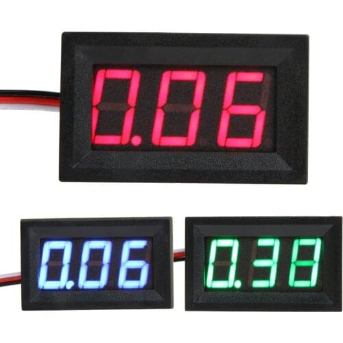 Mini LCD Digital Voltmeter Red Blue Green V27D 0.56inch LED Digital Voltmeter DC 0-40V Three Line Volt Meter with 20cm Wire