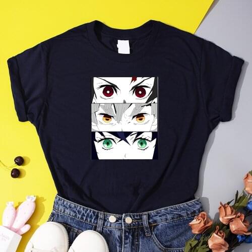Demon Slayer Graphic T-Shirts Women Harajuku Oversized Womens T Shirt Kimetsu No Yaiba Short Sleeve T-shirt Female Funny Tshirt