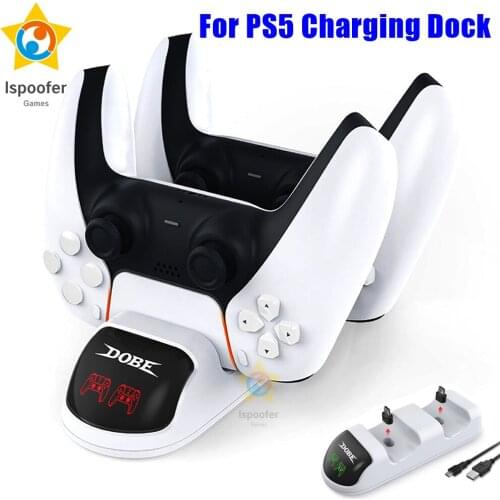 For PS5 Wireless Controller Dock Charger Two-Slots White Game Handle Charging Base Gamepad Charger For PlayStation5 Controllers