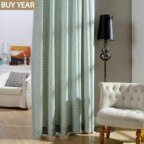 Modern Simple Curtains for Living Dining Room Bedrooms European Style PolyesterCottonPrintedShade Finished Product Customization