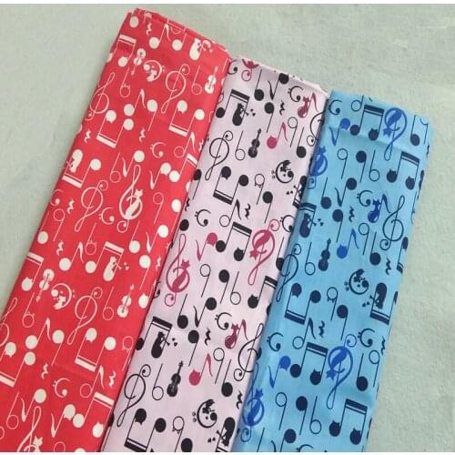 Brand New 3 Colors Music Note Printed Cotton Fabric 50x160cm Musical Note Fabric Patchwork Cloth Dress DIY Sewing Quilting Home