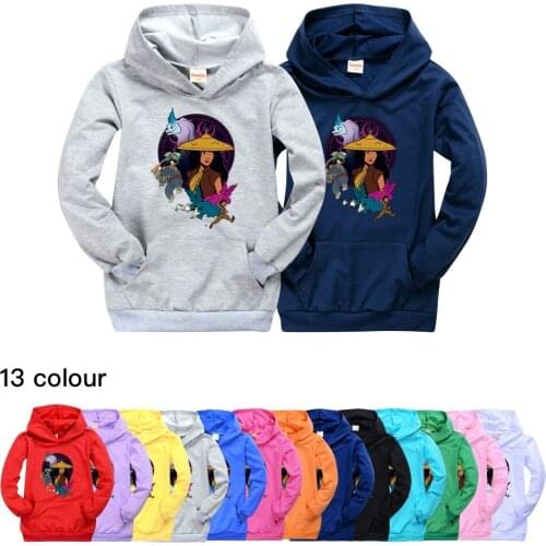 Girls Raya and The Last Dragon Hoodies Cotton Sweatshirt Autumn Clothes Kids Cotton Tops Children Long Sleeve Pullover Outfits