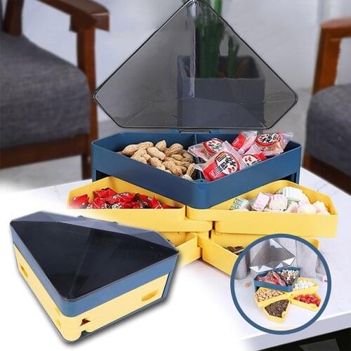 Candy Storage Box Diamond Shaped Rotating 3 Layers Bottom Anti-Skid Multifunctional Snack Classified Tray For Dried Fruits Nuts