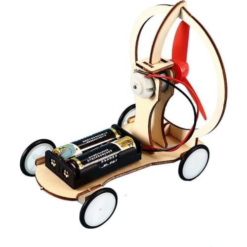 Creative Scientific Experiment Toy Technology Small Production Electric Wind Car Wooden Aerodynamic Racing Car