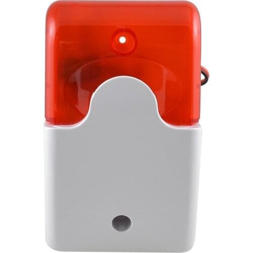 Free Shipping!9-12V Mini Indoor Wired Siren with Red light Siren Flash Sound Home Security Alarm Strobe System 110dB Hot Sale