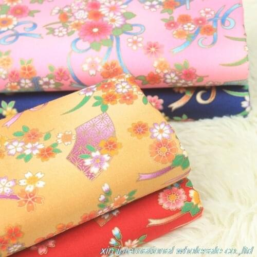 Fashion Pure cotton fabric Gold stamping printing Handmade DIY chiffon fabric Clothing baby clothes tissu au metre