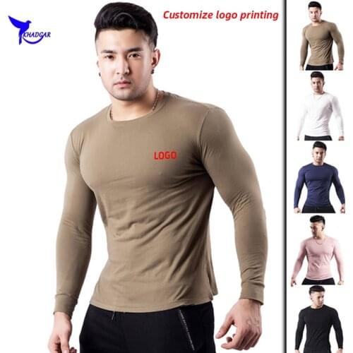 Summer Breathable Short Sleeve Cotton Running Shirts Men Gyms Fitness T-shirt Bodybuilding Workout Skinny Sports Clothing Custom