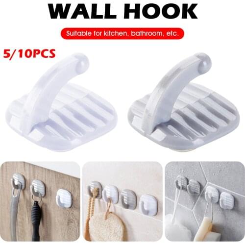 Wall Hook Hanger Self Adhesive Coat Hook Kitchen Wall Rack Punch Free Max.Load 5kg Home Organizer for Kitchen Bathroom Bedroom