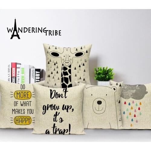 Fairytale Animal Pillow Throw pillows Black Cushions Decorative Custom Cover cushion Dog Pillow Food Pillow Home Cushions