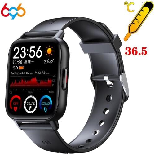 696 New 1.69 Inch Smart Watch Men Body Temperature Full Touch Screen Smartwatch Women Accurate Oxygen Monitor Clock 2021 PK P8