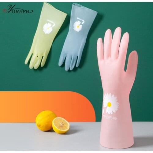 OYOREFD 1 Pair Multi-function Household Cleaning Gloves Dishwashing Gloves Housework Cleaning Waterproof Handschuhe Pink Gloves