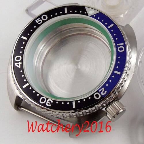 Fit for NH35A NH36A movement 45mm watch case parts sapphire glass Rotating aluminum bezel insert wristwatch replacement Case