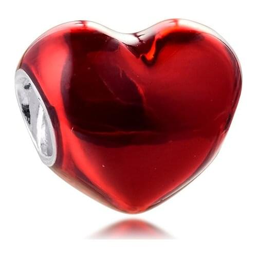 Red Heart Dangle Charm for 2021 100% Real Sterling Silver S925 Pendant Bracelets New DIY Jewelry Woman High Quality Beads