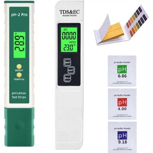Portable Digital Temperature TDS EC PH Meter Test Pen Set LCD Display Litmus Tester for Water Quality Purity Detector