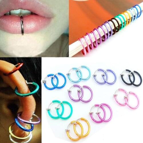 Sale Multicolors 2pcs/set Women Men Fake Lips Ear Nose Clip Earrings Outer diameter 13mm