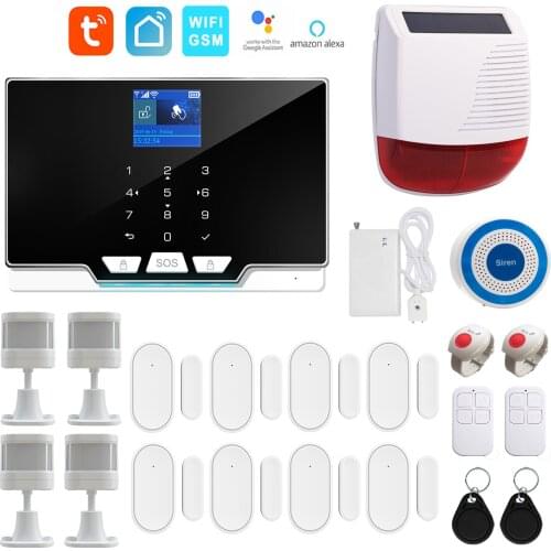 WiFi GSM Tuya Smartlife APP Remote Control Intelligent Home Burglar Alarm System Solar Siren Optional