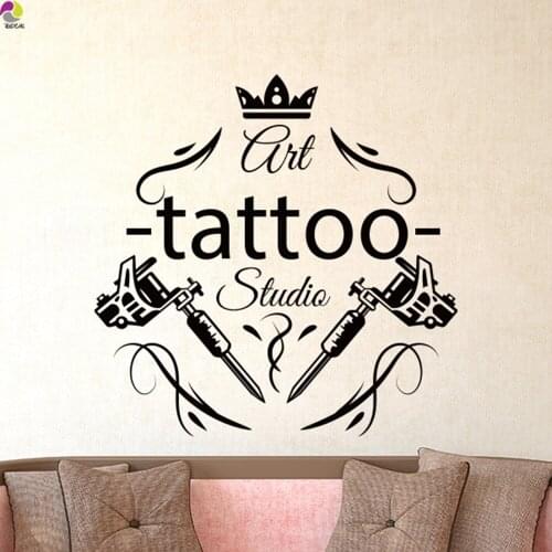 Tattoo Salon Wall Sticker Tattoo Parlor Shop Studio Tools Flower Decal Beautiful Art Salon Club Vinyl Window Sticker Decor Art