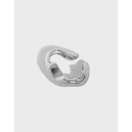 ONLY 1PC Authentic 925 Sterling silver Big Irregular Geometric Clip on Cuff Earrings (No pierced) ear-Bone C-ELB005