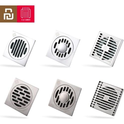 Youpin Diiib Anti Deodorant Blocking Floor Sink Drain Plugs Stainless Steel Copper Drain Filter Dining Room Kitchen Bathroom