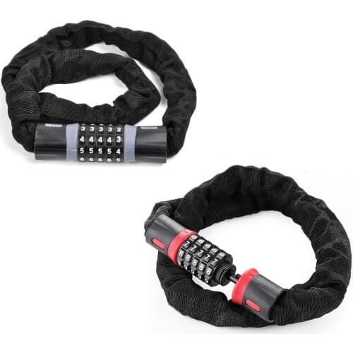 1.2m Long Bicycle Lock Anti-Theft 5-Digits Bike Password Code Lock Portable Steel Alloy Cycling Chain Lock Bicycle Accessories