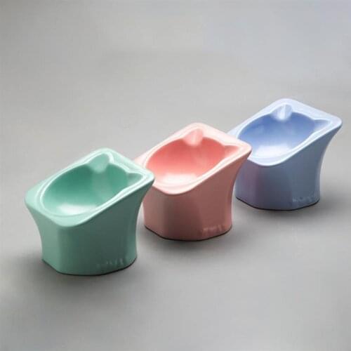 1pcs Pet Bowl Geometric Tilting Antiskid Pet Food Bowl Pet Feeder Bowl for Dogs Cats