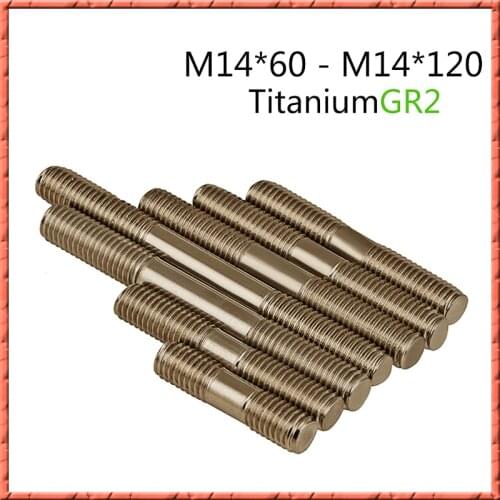 10pcs/lot M14*60/80/100/120 Titanium Double End Stud bolt doublethread double thread dowel screw Ti bolts GR2