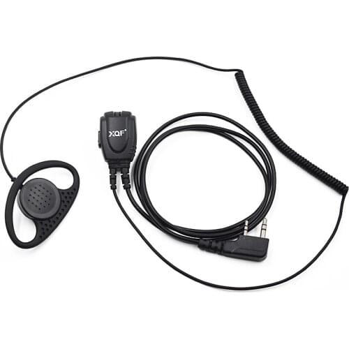 10Pcs XQF D Type Coilded Wire Earhook Earpiece Headset PTT Mic for Kenwood Baofeng Ham Radio UV-5RA UV 5R HYT TYT Walkie Talkie