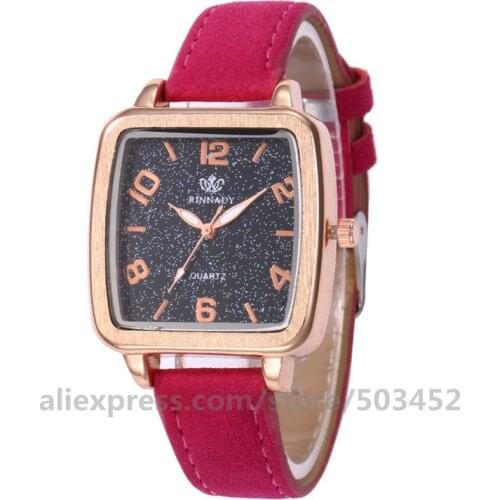 100pcs/lot RINNADY 919714 Regalos Para Square Wholesale Womens Watches Ladies Mujer Lady Leather Fashion Christmas Watch Gifts