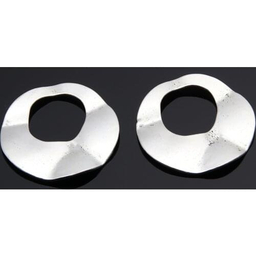 20pcs Silver Color Irregular Round Geometric Charms Hollow Circle Pendant Jewelry Making DIY Handmade Craft Accessories A3431