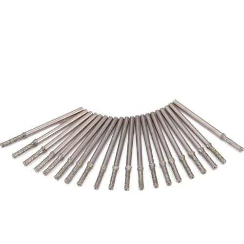 20pcs 2mm Diamond Coated Core Drill Hole Cutter Saw Solid Drill Bits Needle Gems Glass Tile 2.35mm Shank For Electric Drills