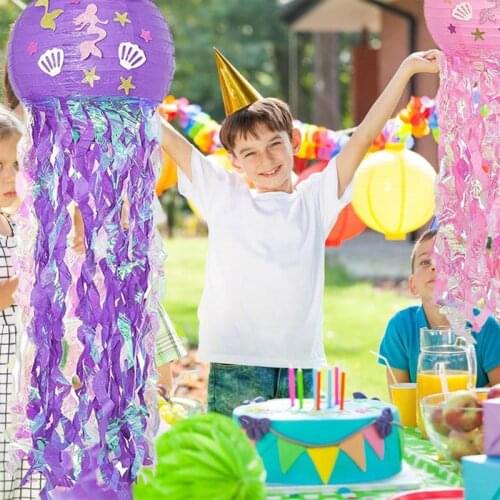 3pcs Mermaid Theme Party Decor Jellyfish Paper Lantern Under the Sea Party Decor Girl Mermaid Birthday Decorations Litte Mermaid