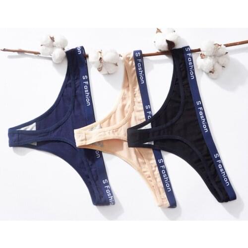 3Pcs Girls Low Waist Cotton G String Panties Thin Brethable Underpants Women Sexy Underwear Thong Letter Briefs Lingerie Femme