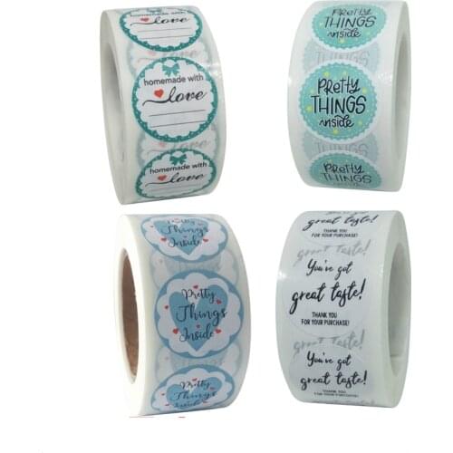 500pcs Roll Stickers Wedding Party Business Seal Label Handmade with Love Gift Box Decor Accessory Thanksgiving Tag