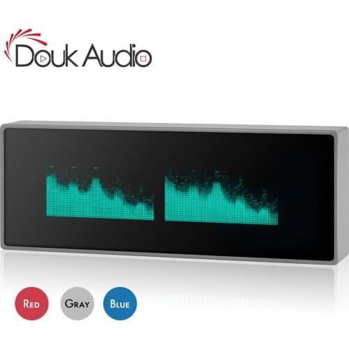 Douk Audio Line+Microphone VFD Music Spectrum Sound Level Indicator Home Clock Large Display Analog Audio VU Meter Dot Matrix