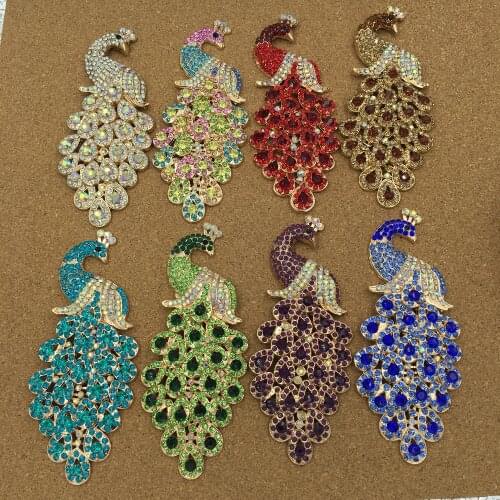 Free Shipping 10pcs Rhinestone Peacock Charm DIY Phone Case Decoration sticker Metal Jewelry Decoration Glitter Button Patch