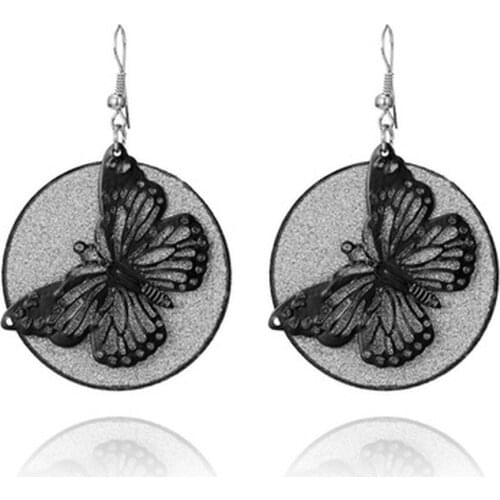 Bohemian Fashion Hollow Geometric Leaves Pendant Earrings Gray Frosted Butterfly Owl Lady Tassel Earrings Jewelry Gift Women